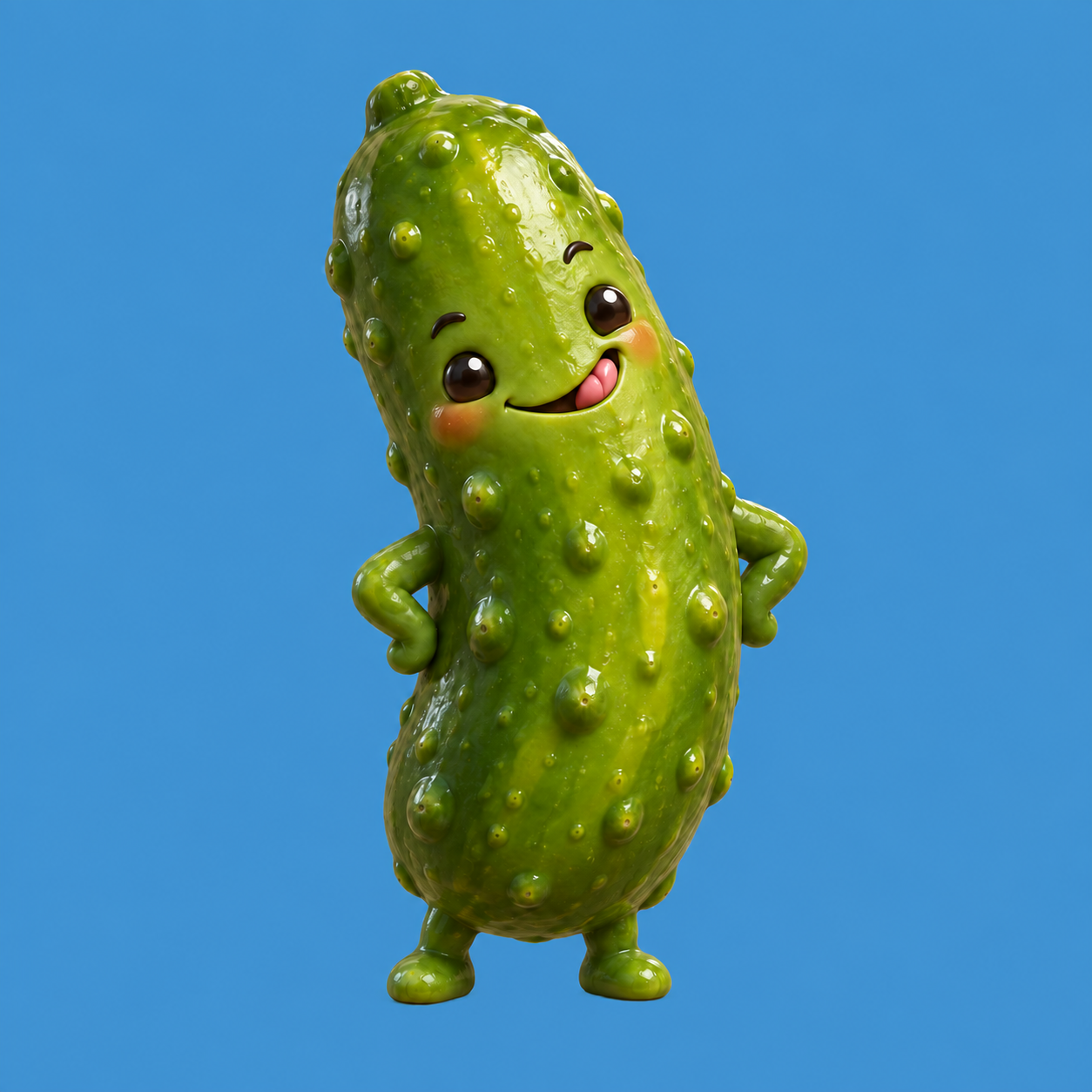 A smiling green pickle